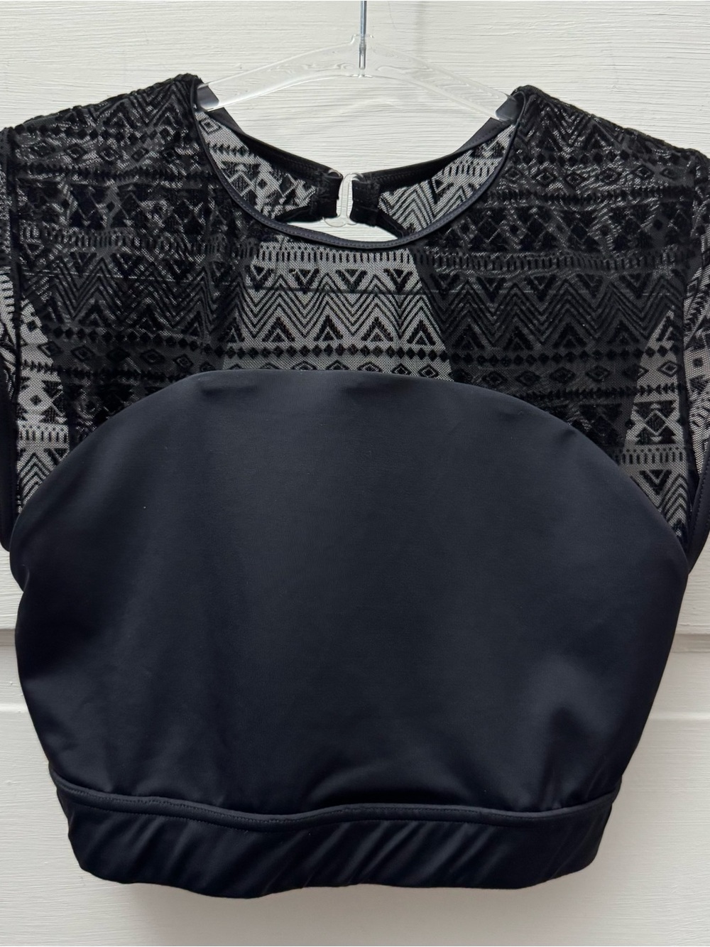Balera Black Mesh Crop Top Sheer Geometric Festival Dance - Picture 1 of 6